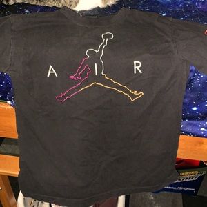 Colorful Air Jordan Writing All Black long sleeved T Shirt